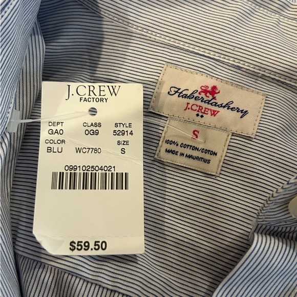 NWT J.Crew Factory Haberdashery Striped Classic Button Up Shirt Cotton Poplin S - Picture 4 of 4